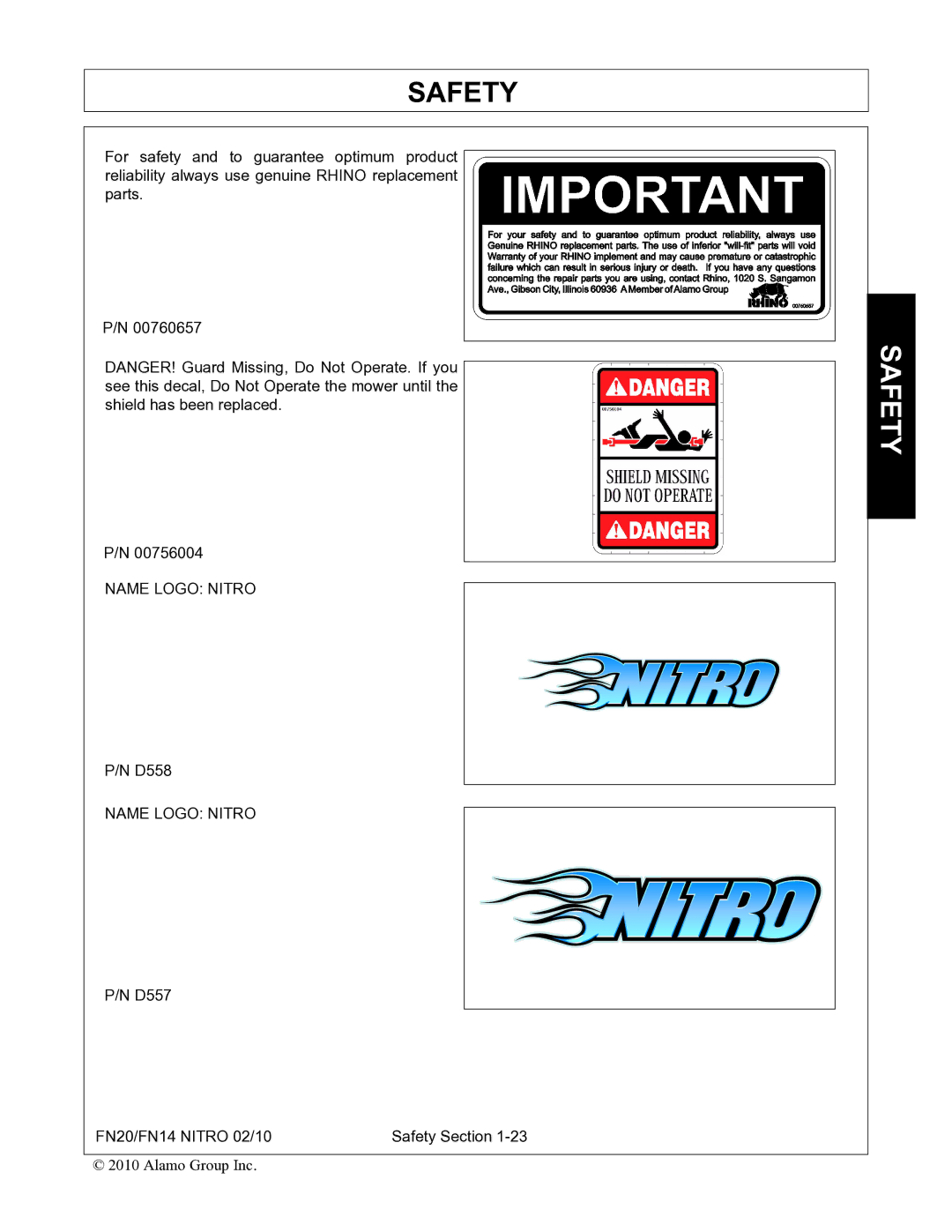 Rhino Mounts FN20, FN14 manual Name Logo Nitro 