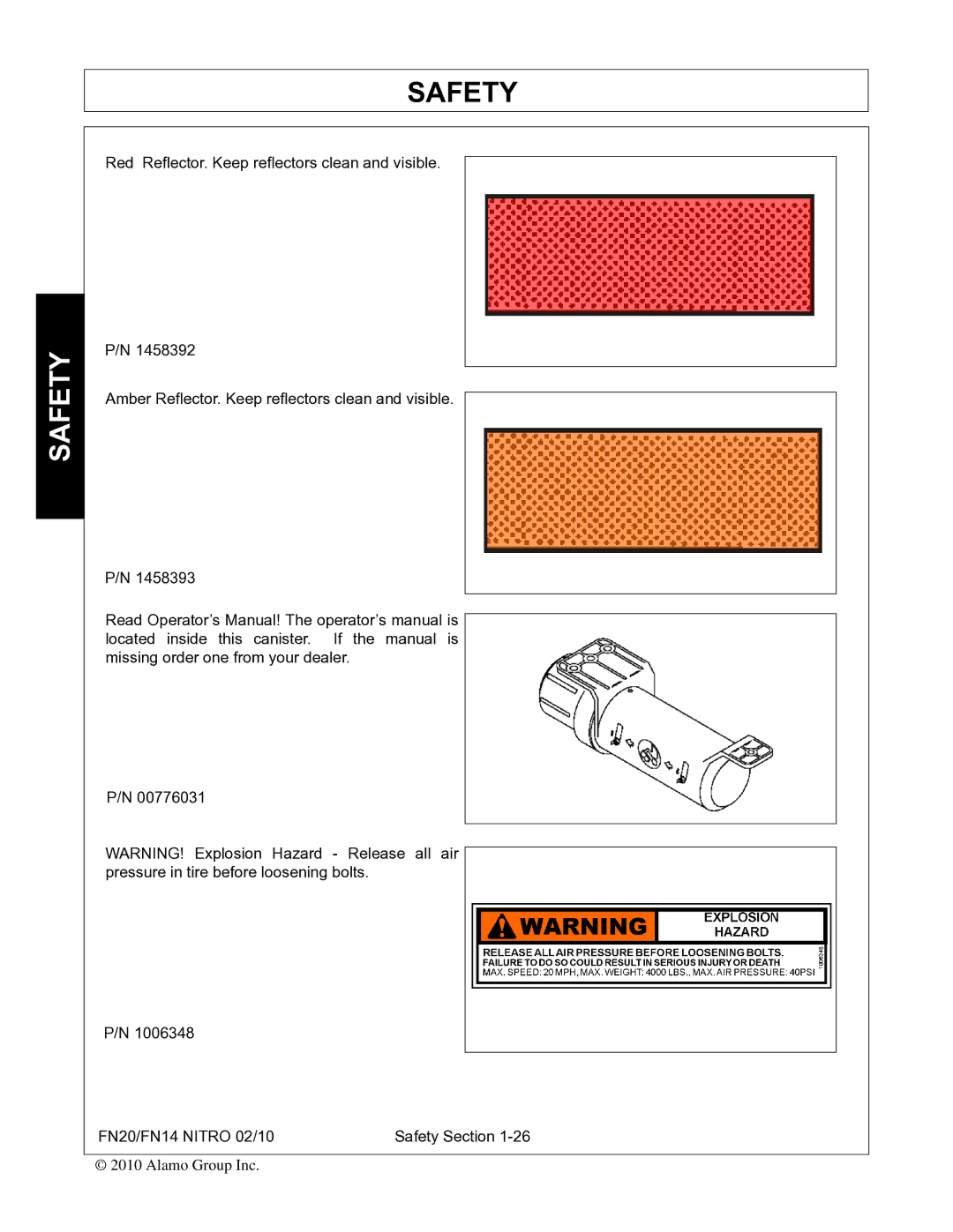 Rhino Mounts FN14, FN20 manual Safety 