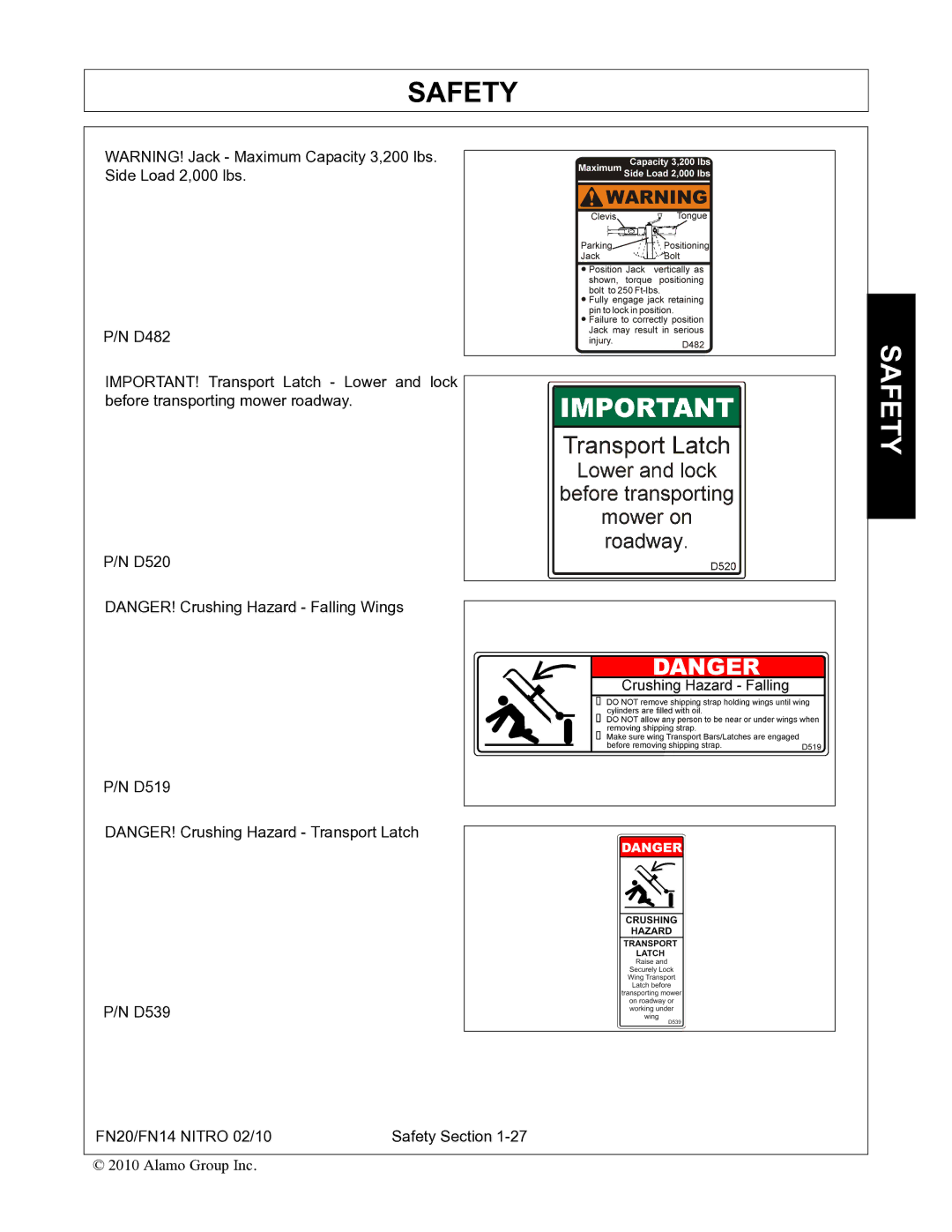 Rhino Mounts FN20, FN14 manual Safety 