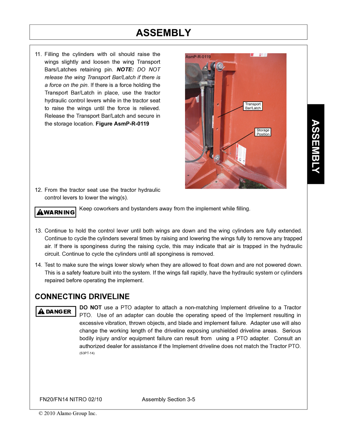 Rhino Mounts FN20, FN14 manual Connecting Driveline 