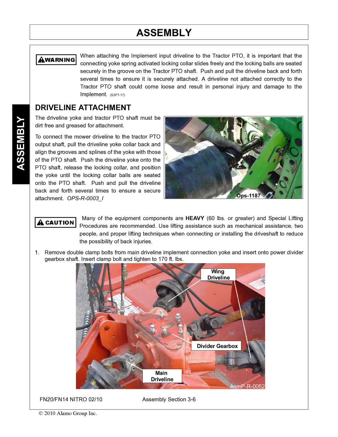 Rhino Mounts FN14, FN20 manual Driveline Attachment 