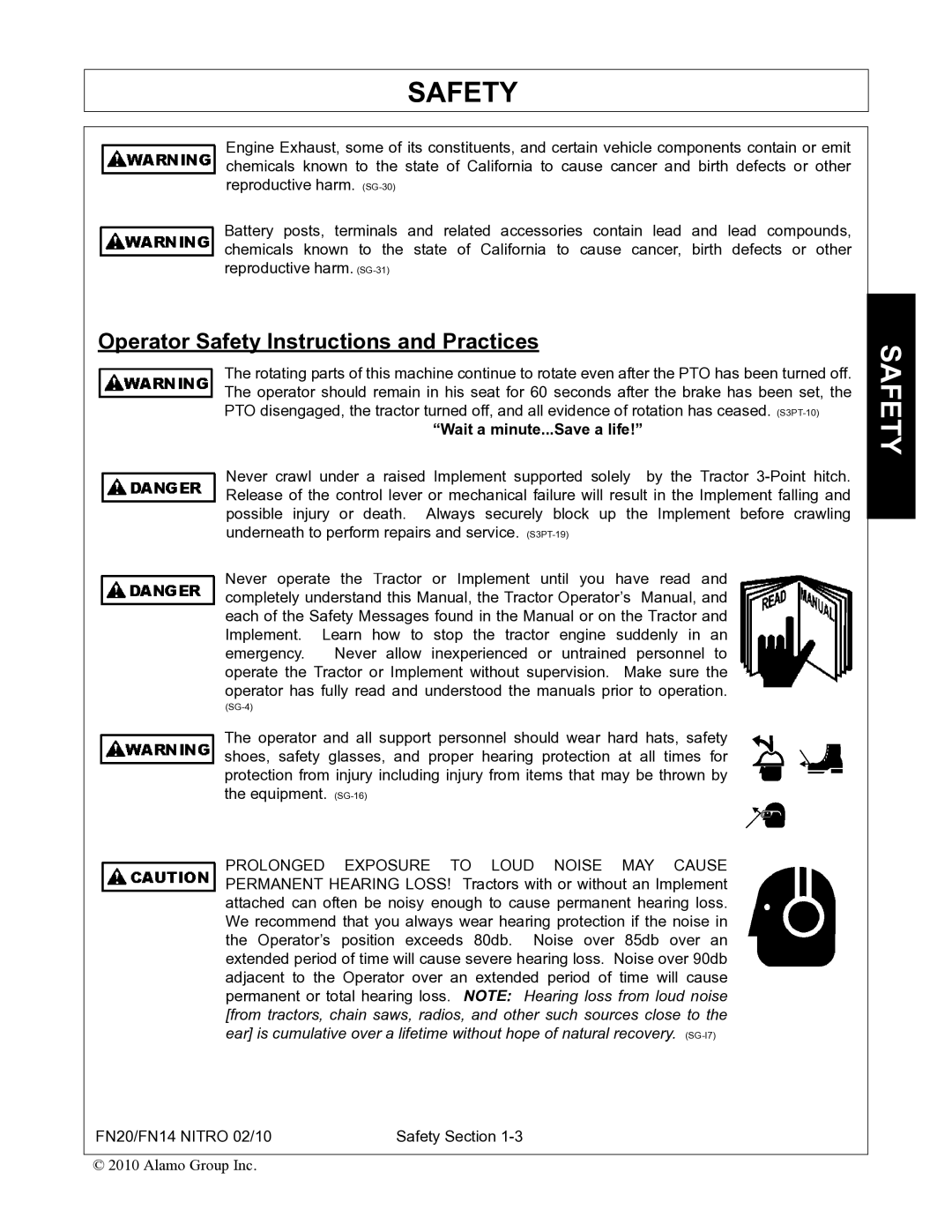 Rhino Mounts FN20, FN14 manual Operator Safety Instructions and Practices, Wait a minute...Save a life 