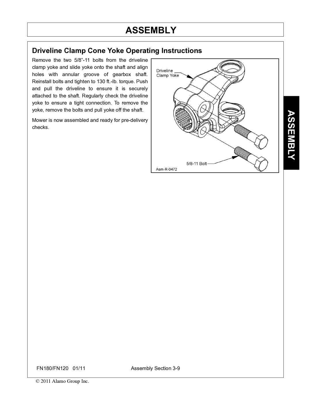 Rhino Mounts FN120, FN180 manual Driveline Clamp Cone Yoke Operating Instructions 