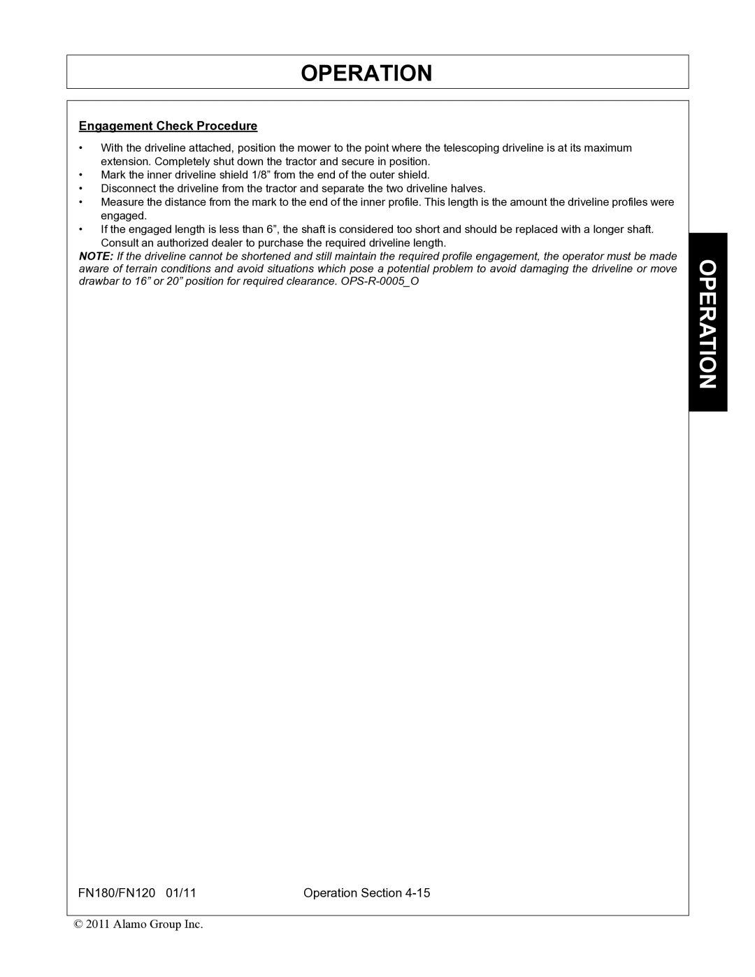 Rhino Mounts FN120, FN180 manual Engagement Check Procedure 