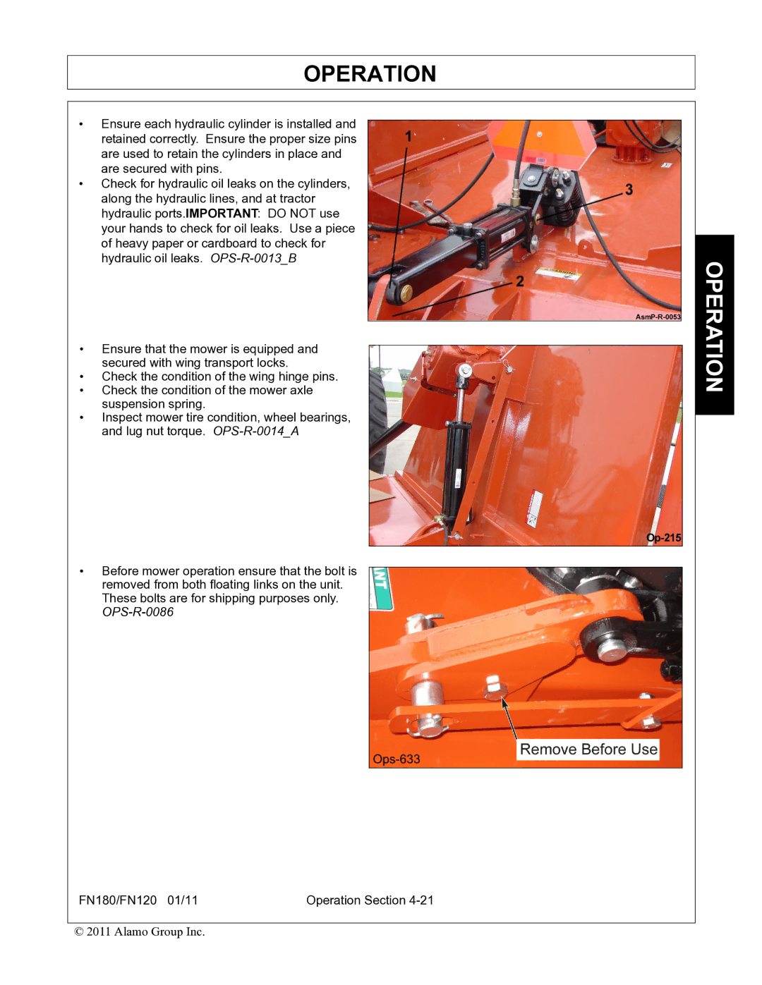 Rhino Mounts FN120, FN180 manual Operation 