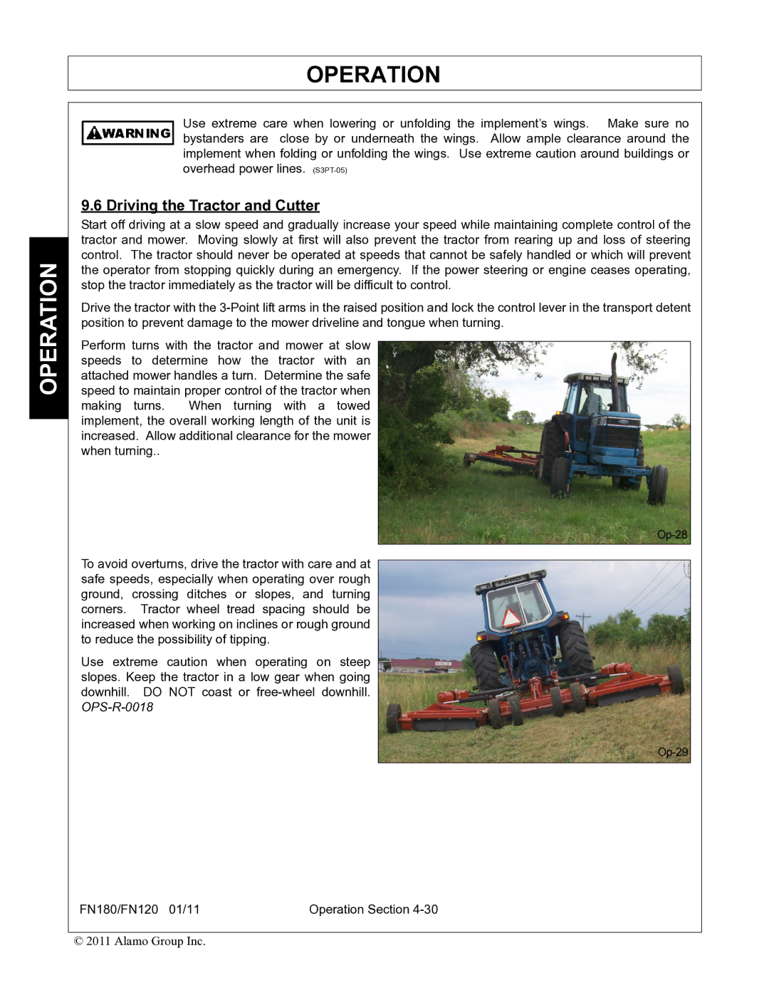 Rhino Mounts FN180, FN120 manual Driving the Tractor and Cutter 