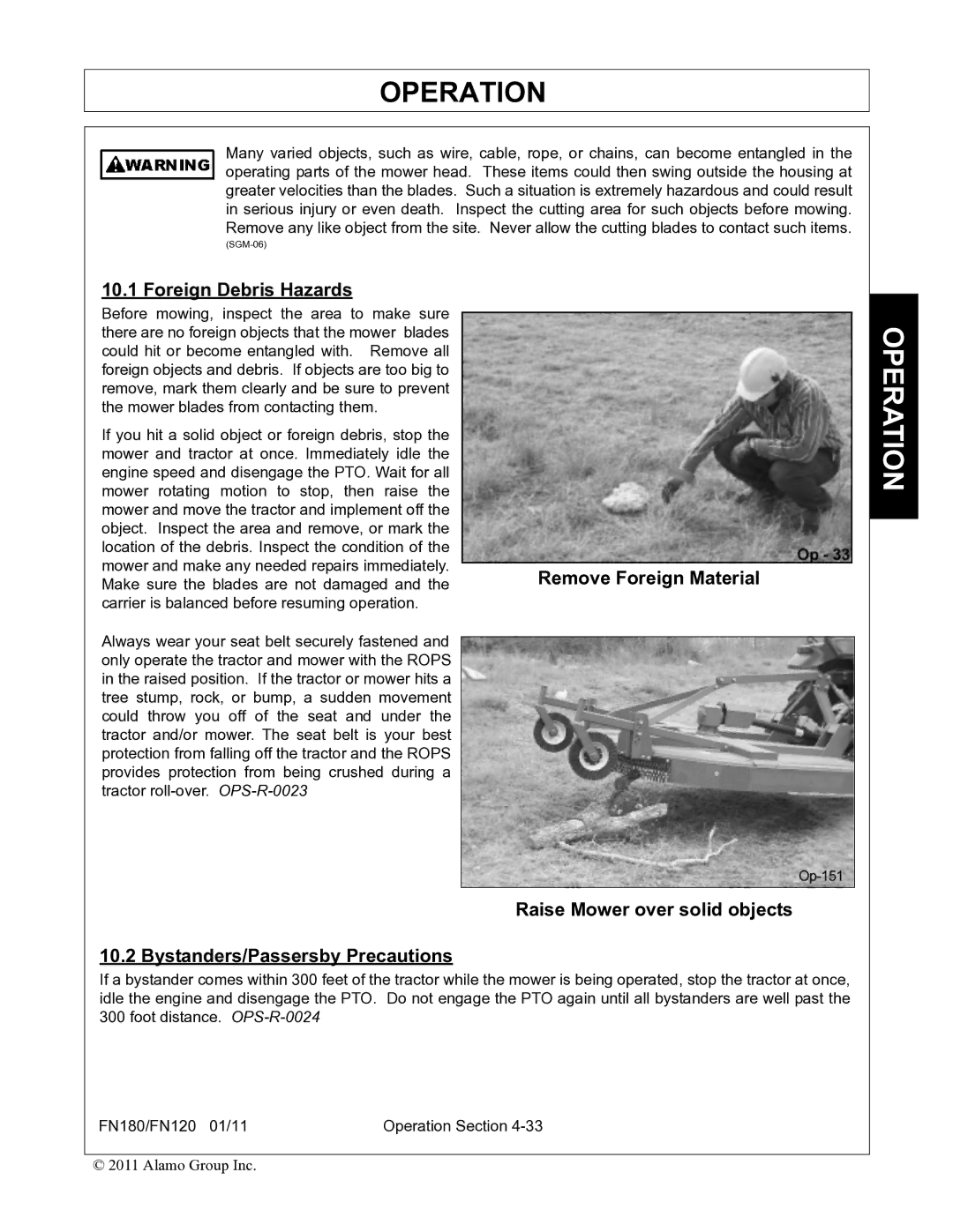 Rhino Mounts FN120, FN180 manual Foreign Debris Hazards, Remove Foreign Material 