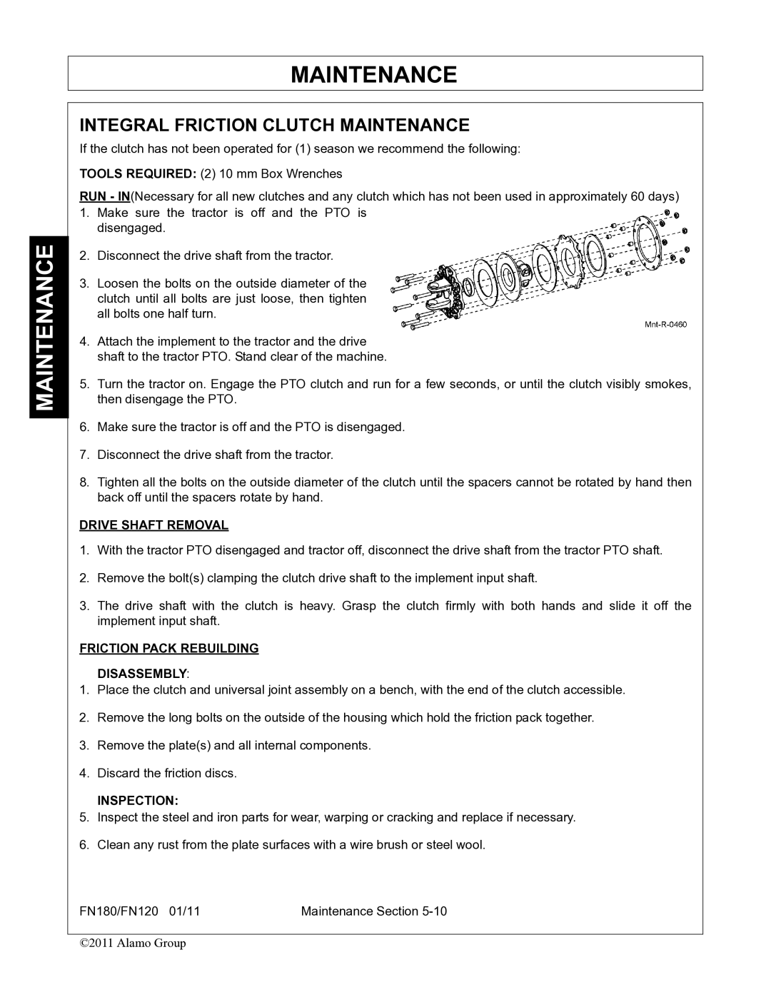 Rhino Mounts FN180, FN120 Integral Friction Clutch Maintenance, Drive Shaft Removal, Friction Pack Rebuilding Disassembly 