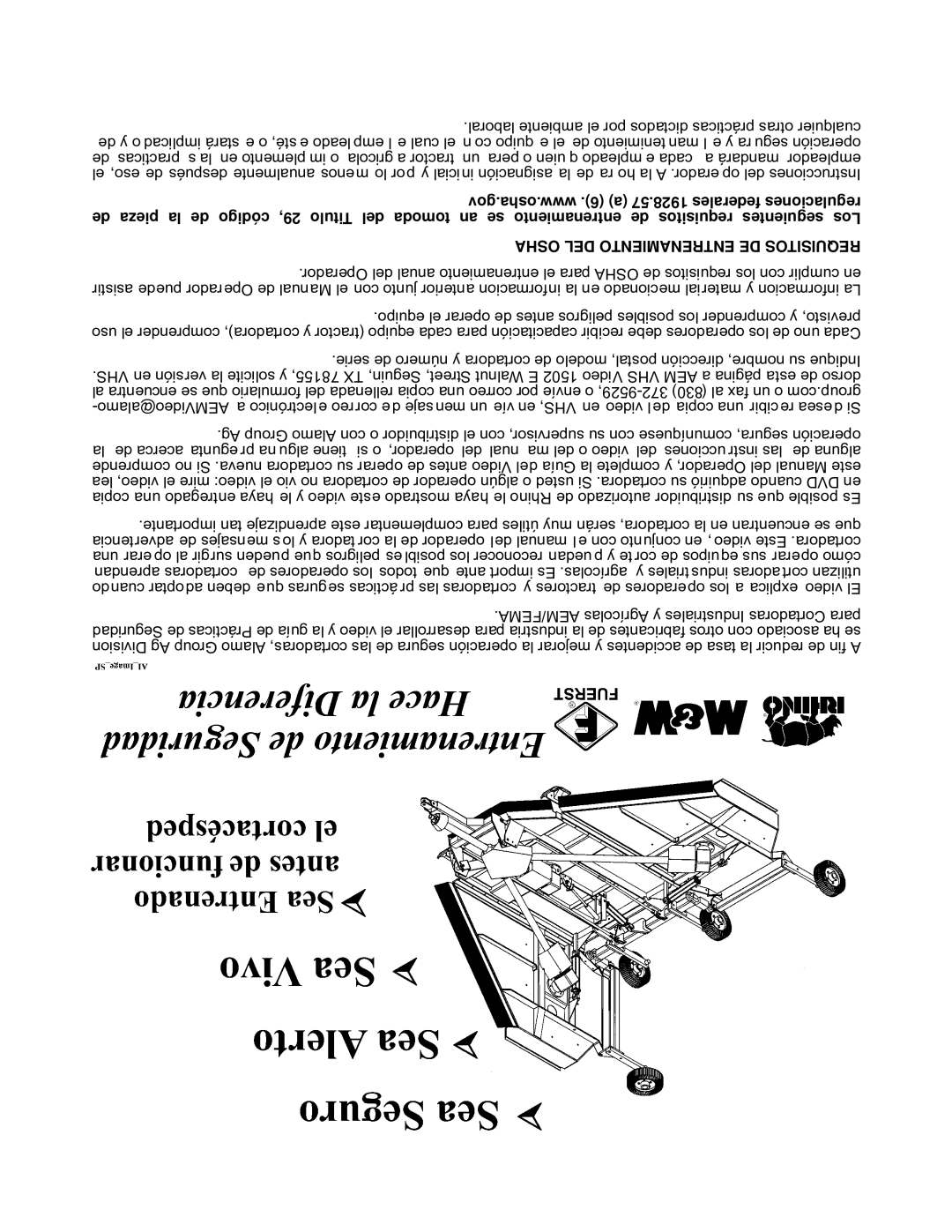 Rhino Mounts FN180, FN120 manual Osha DEL Entrenamiento DE Requisitos 