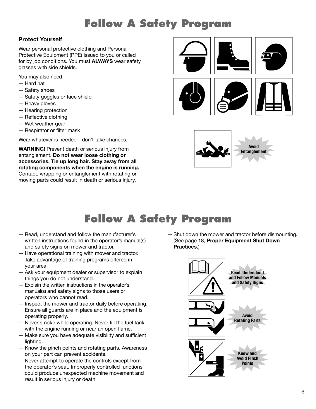 Rhino Mounts FN120, FN180 manual Follow a Safety Program, Protect Yourself 