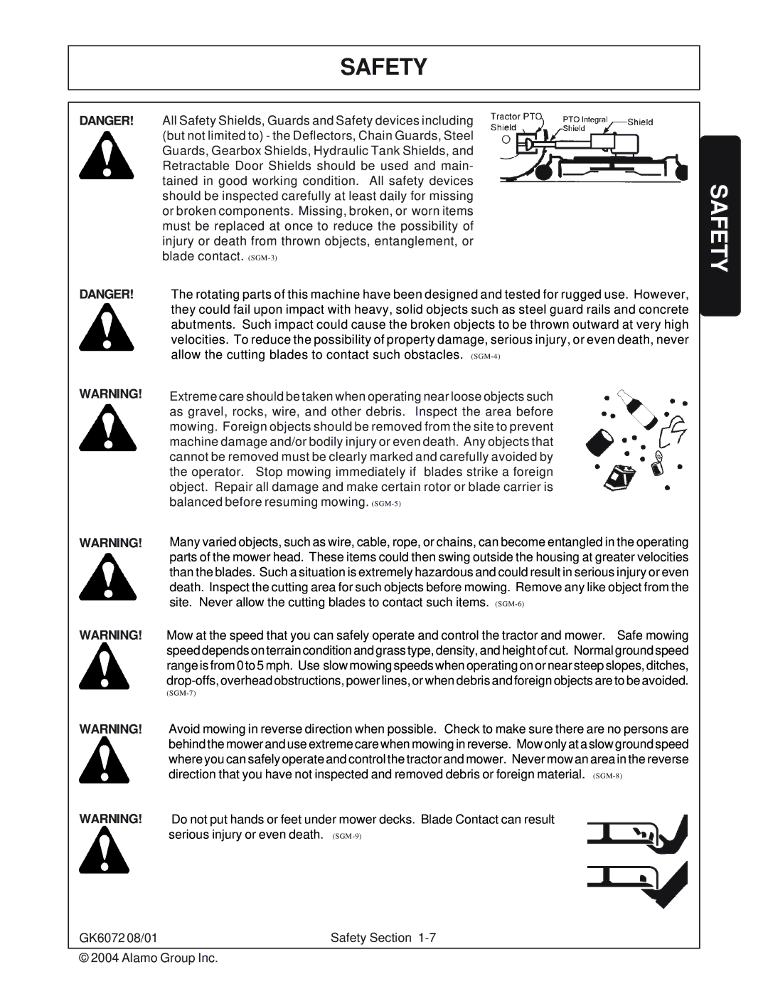 Rhino Mounts manual GK6072 08/01 Alamo Group Inc 