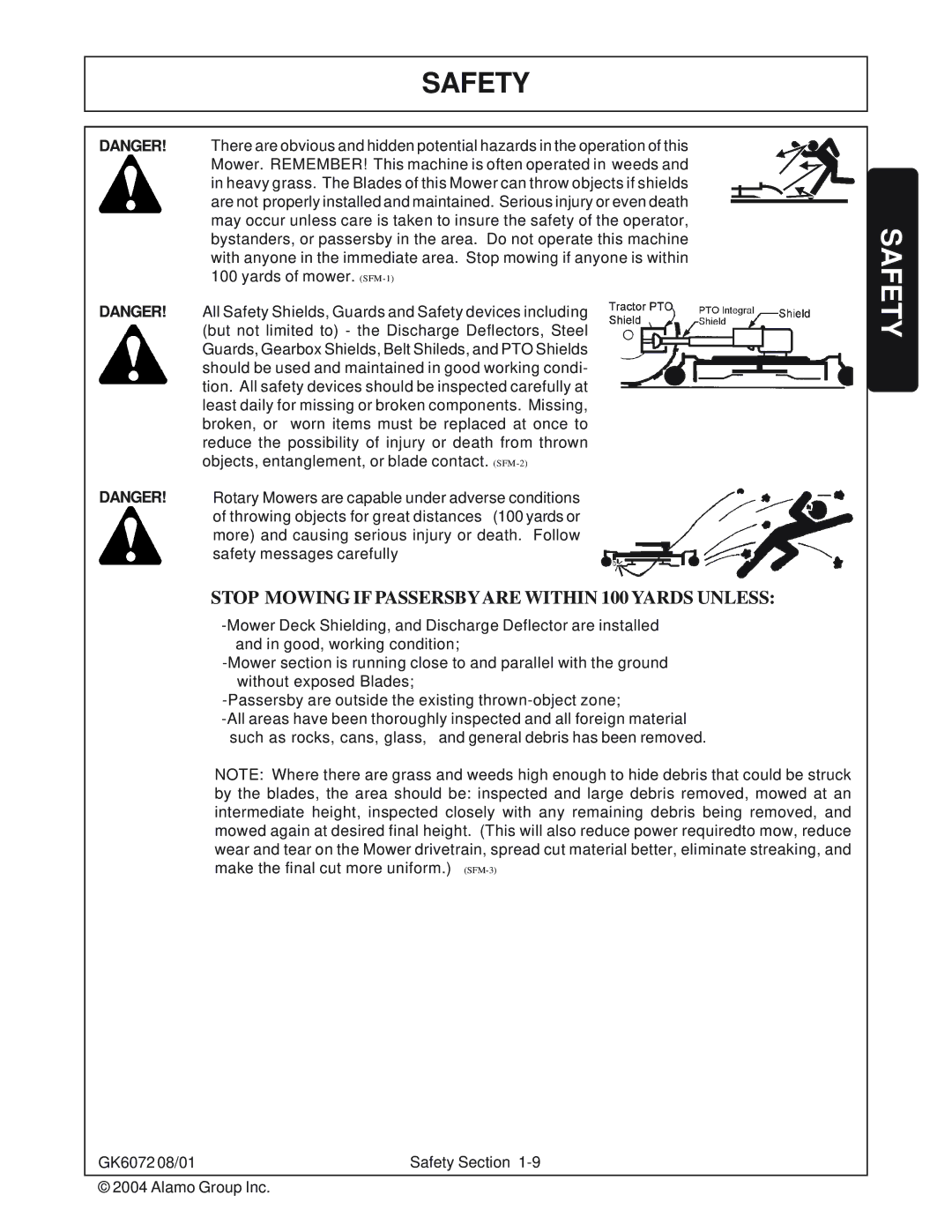 Rhino Mounts GK6072 manual Stop Mowing if Passersbyare Within 100 Yards Unless 