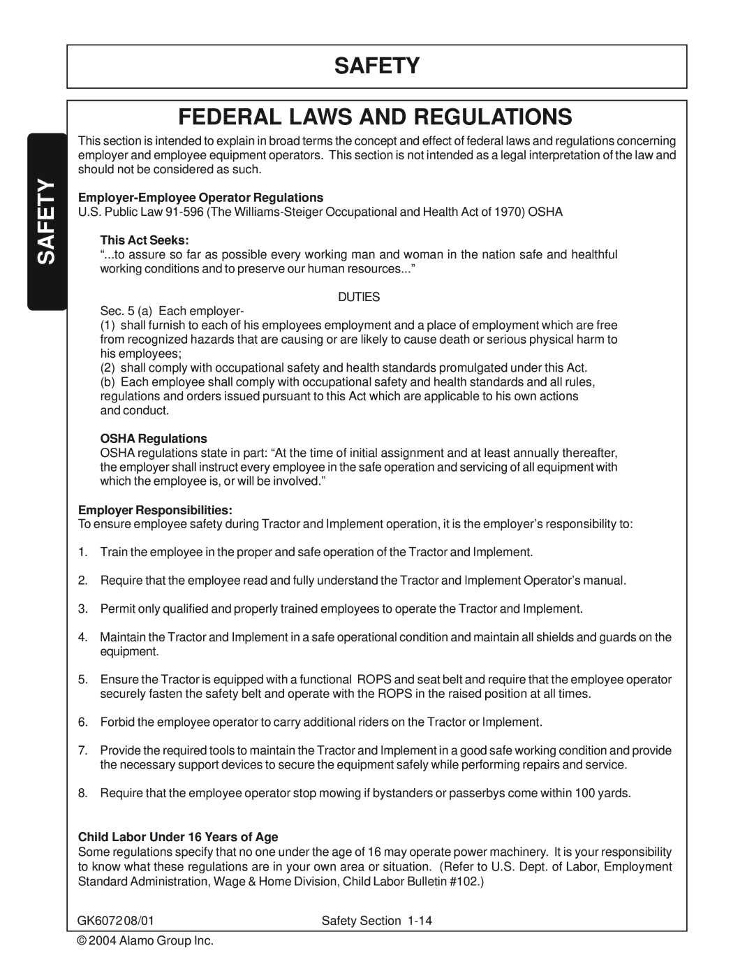 Rhino Mounts GK6072 manual Safety Federal Laws and Regulations 