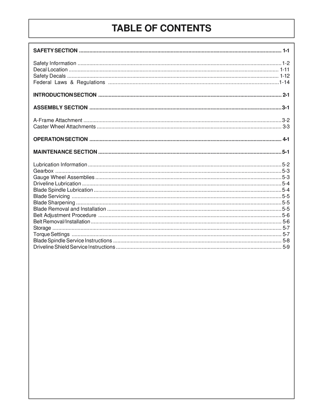 Rhino Mounts GK6072 manual Table of Contents 