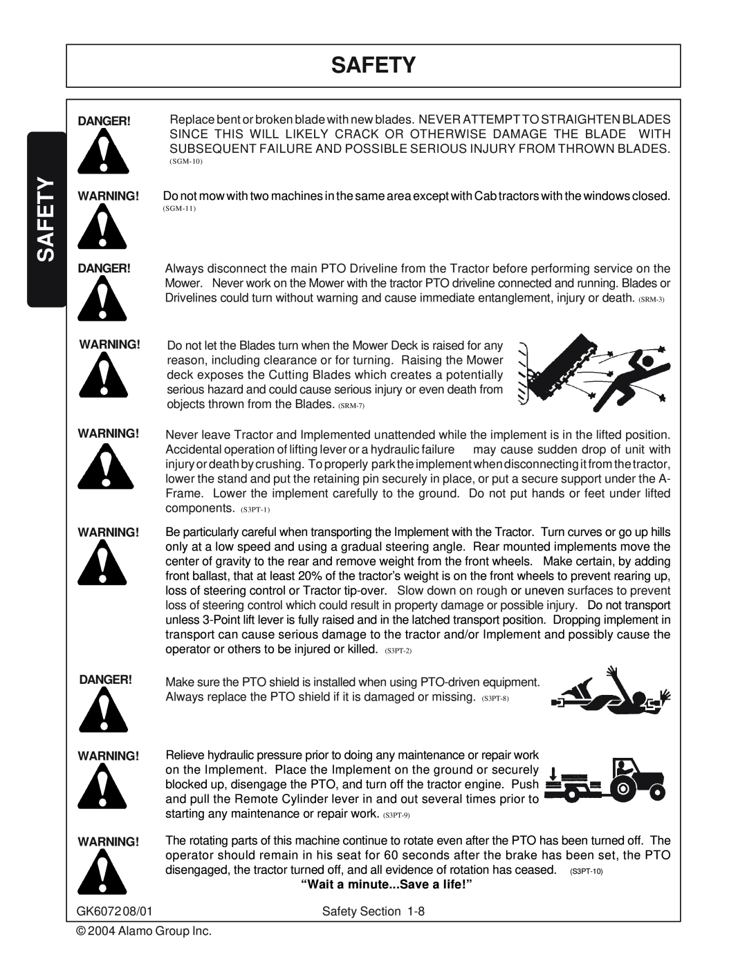 Rhino Mounts GK6072 manual Safety, Danger, “Wait a minute...Save a life!” 