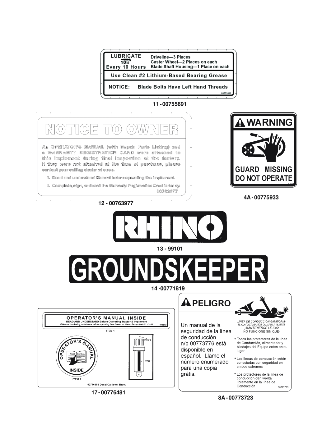 Rhino Mounts GK6072 manual 11 - 4A - 12 - 13 - 14 17 - 8A 