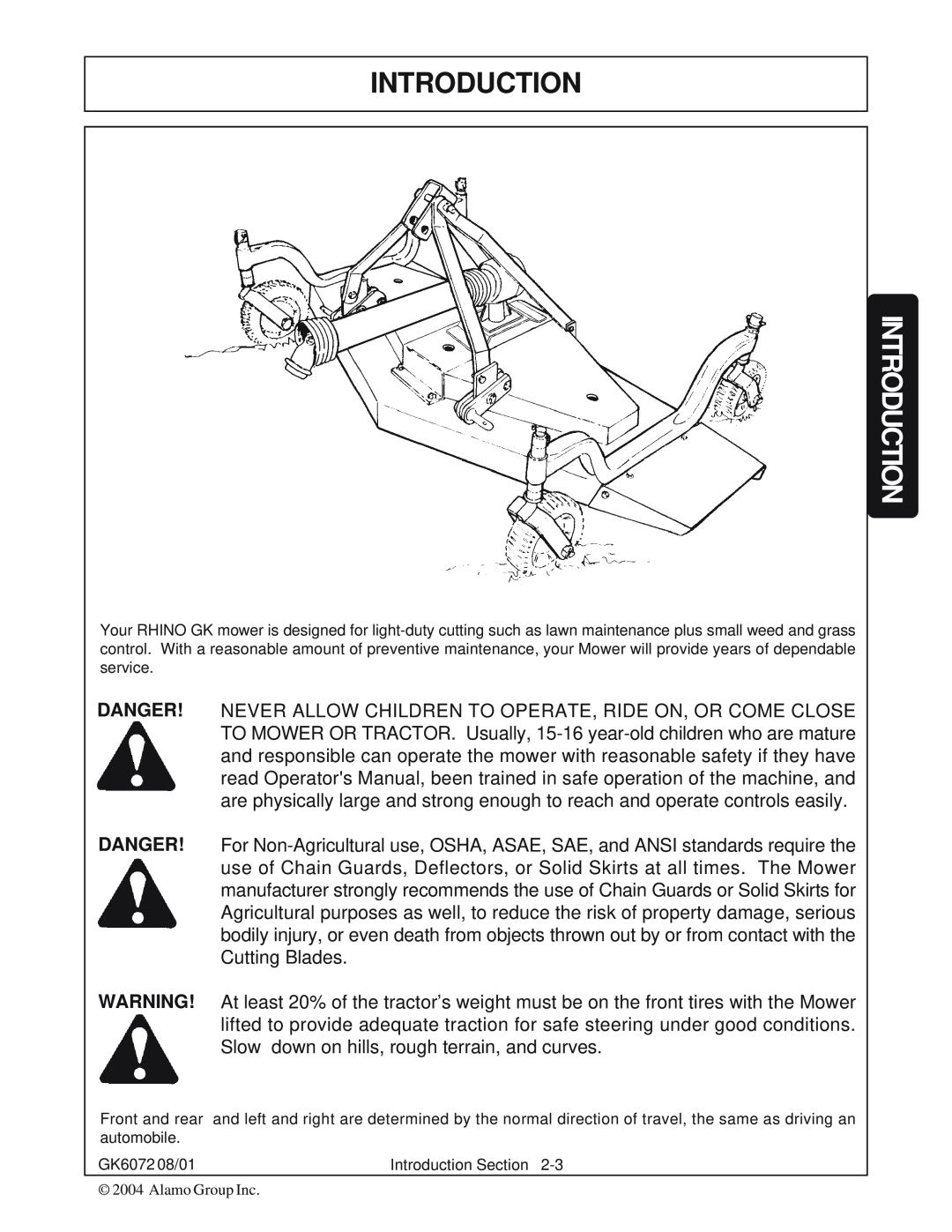 Rhino Mounts manual GK6072 08/01, Introduction Section 