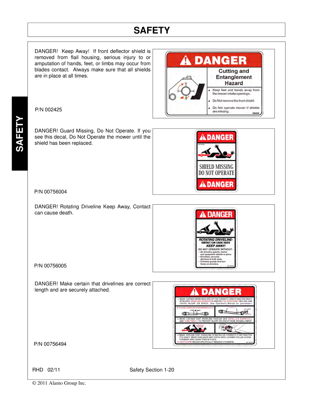 Rhino Mounts RHD62, RHD88, RHD74, RHD96 manual Safety 