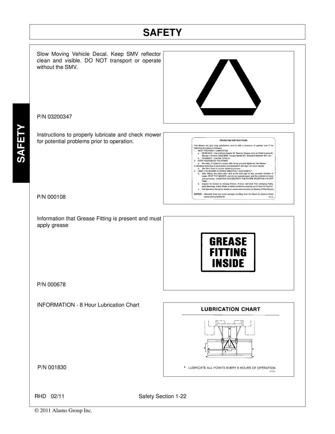 Rhino Mounts RHD88, RHD74, RHD62, RHD96 manual Safety 