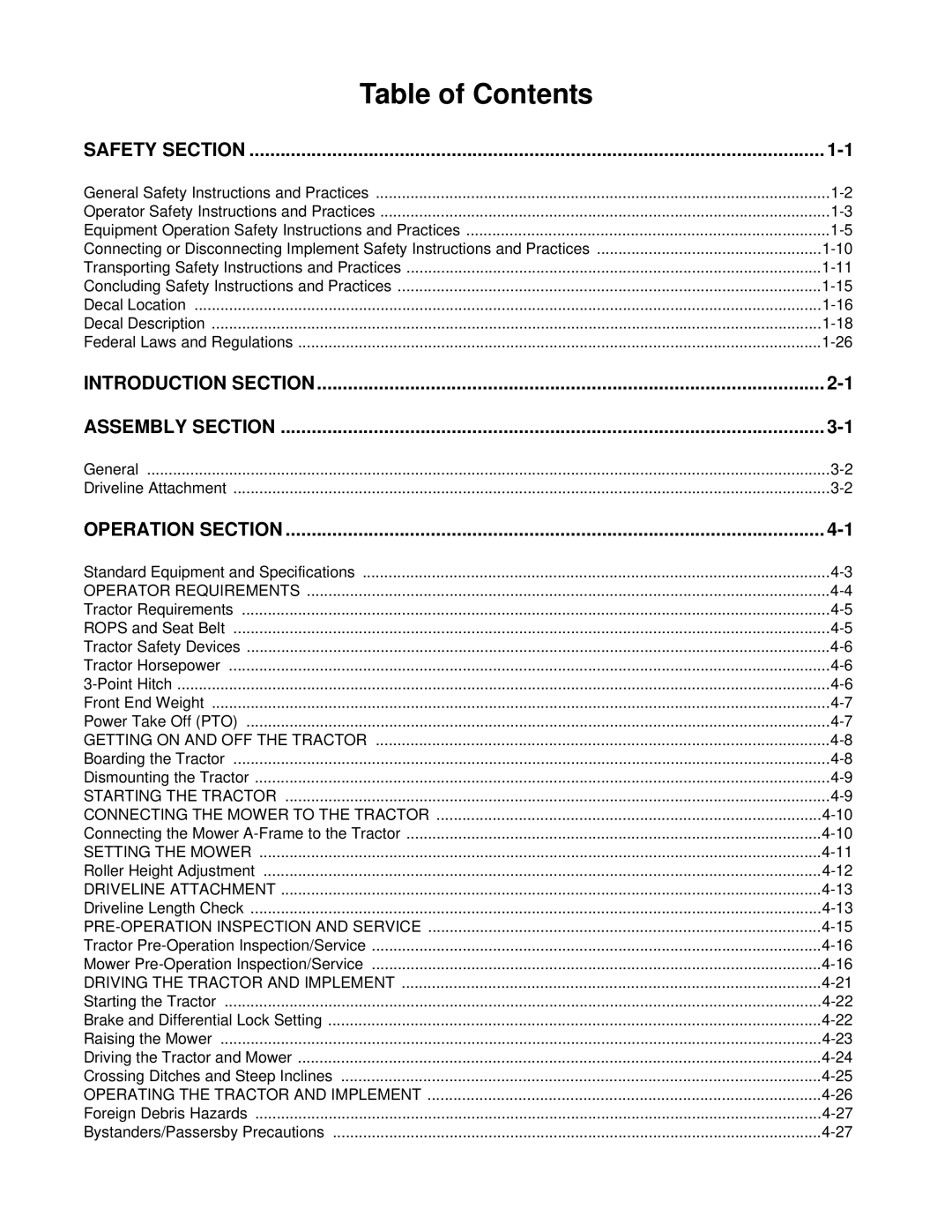 Rhino Mounts RHD74, RHD88, RHD62, RHD96 manual Table of Contents 