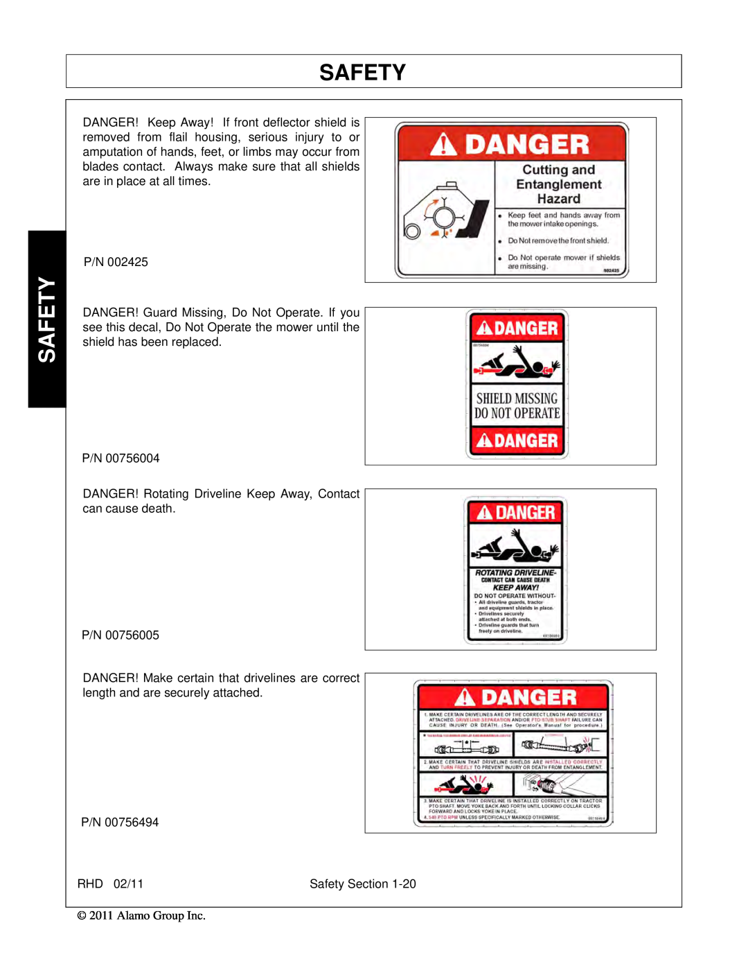 Rhino Mounts RHD62, RHD88, RHD74, RHD96 manual Safety 