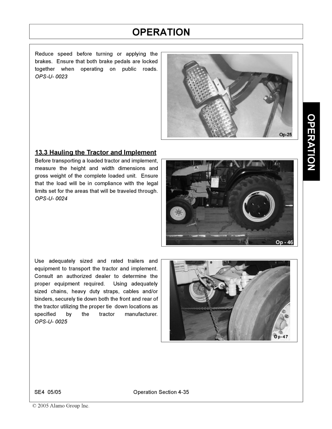 Rhino Mounts SE4 manual Hauling the Tractor and Implement 