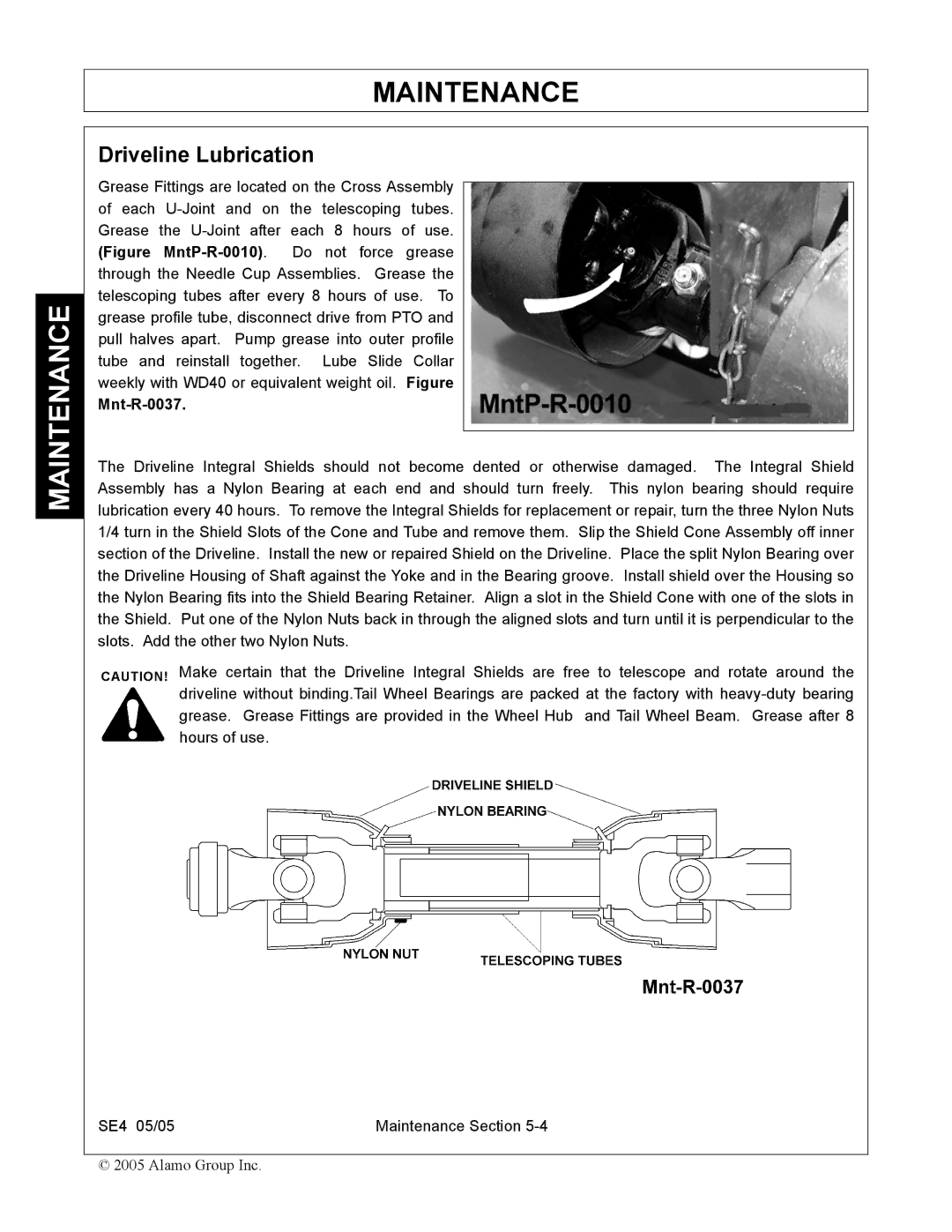 Rhino Mounts SE4 manual Driveline Lubrication, Mnt-R-0037 