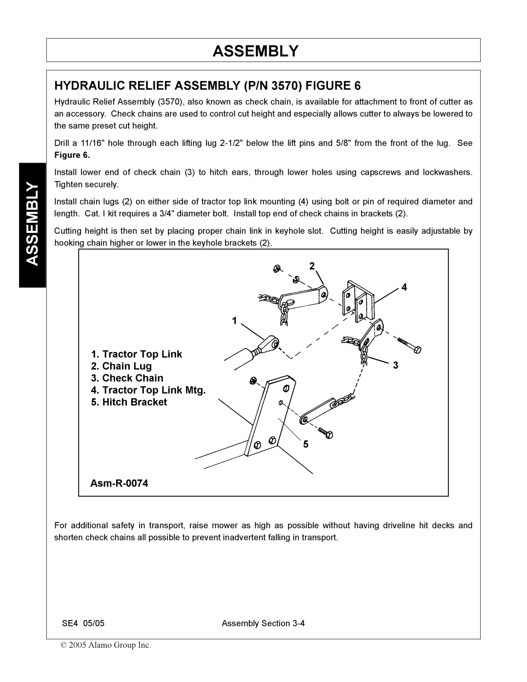 Rhino Mounts SE4 manual Hydraulic Relief Assembly P/N 3570 Figure 