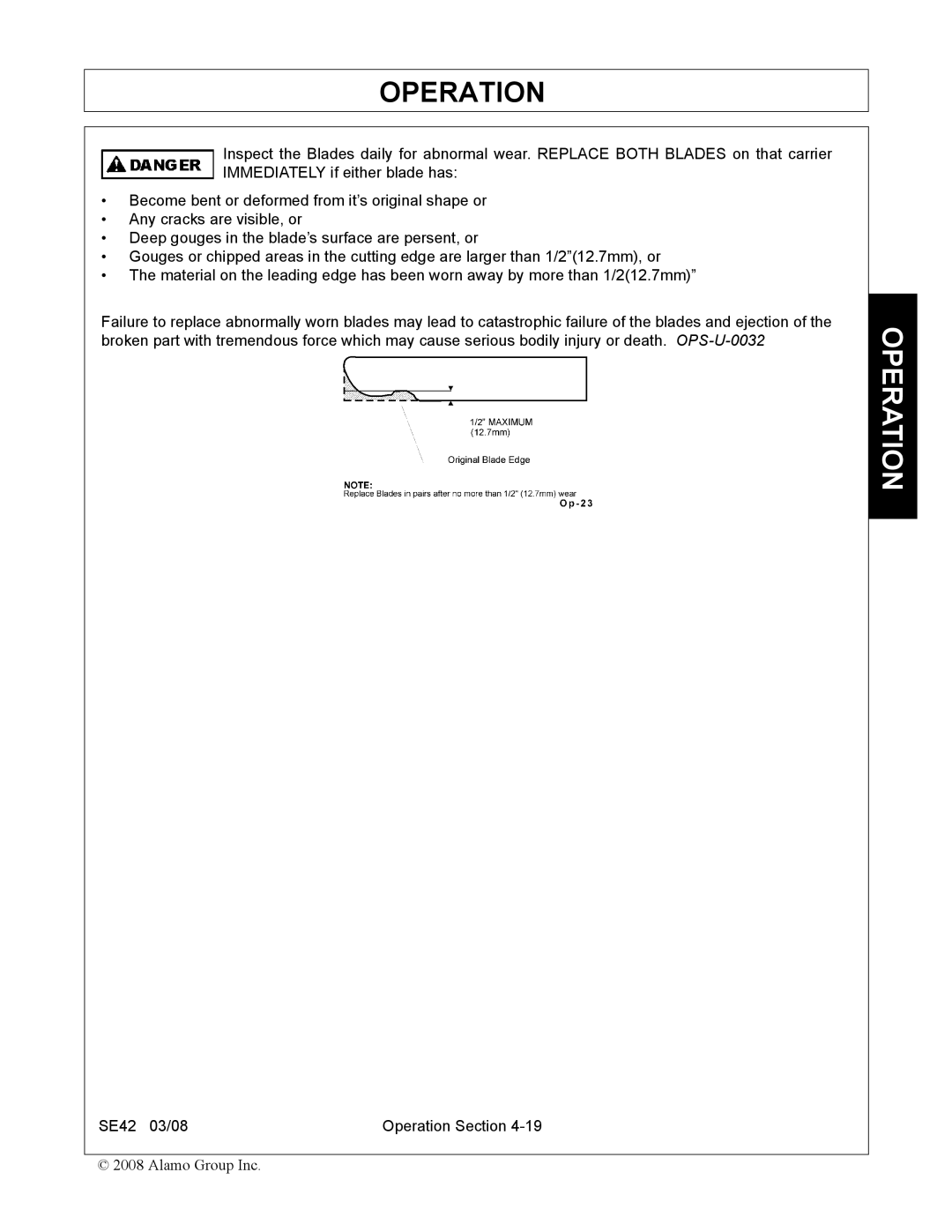 Rhino Mounts SE42 manual Operation 