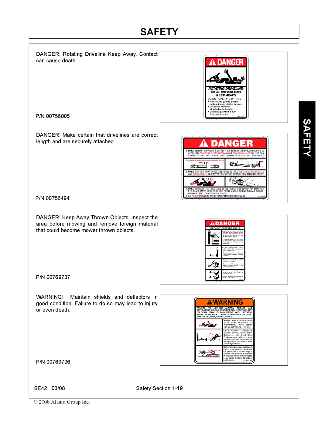 Rhino Mounts SE42 manual Safety 