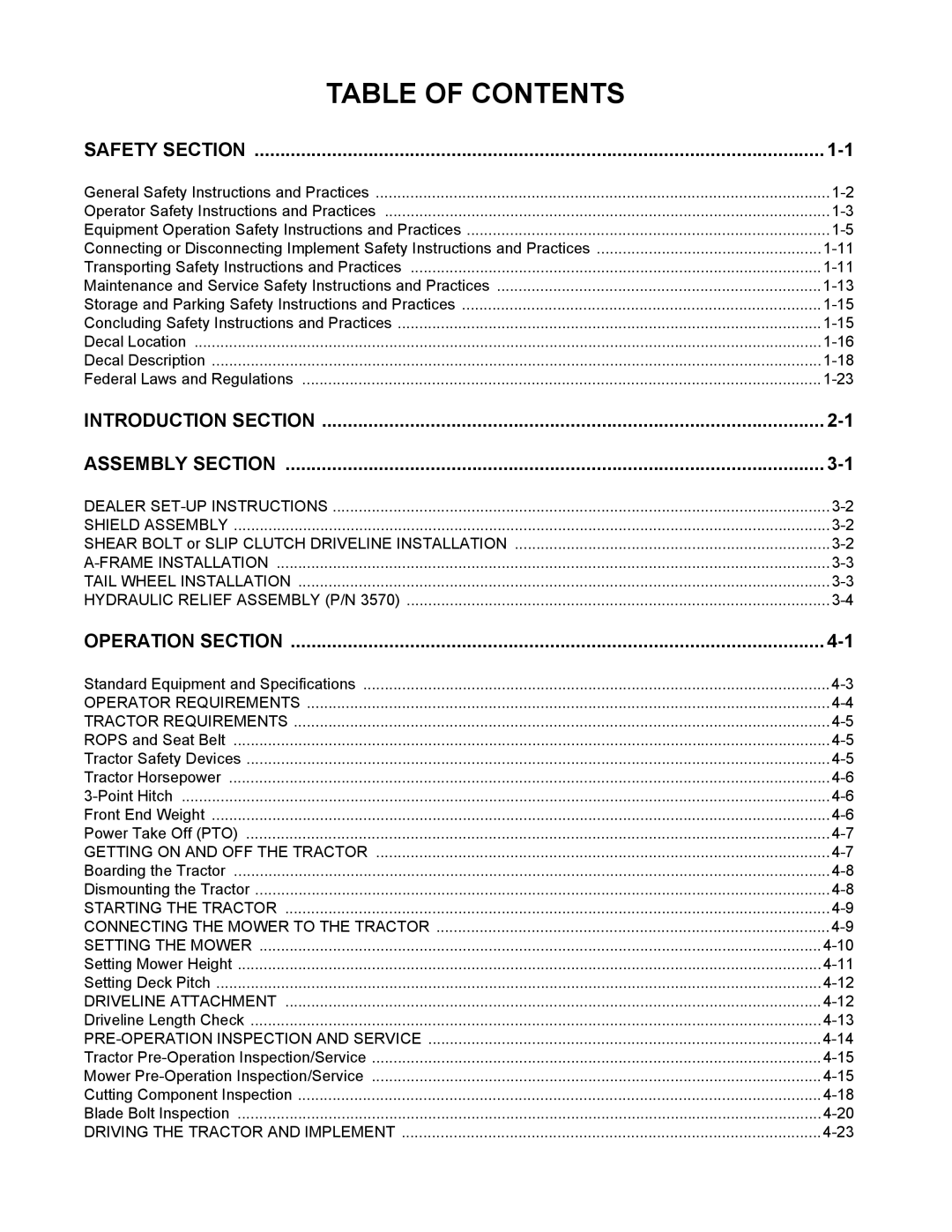 Rhino Mounts SE42 manual Table of Contents 