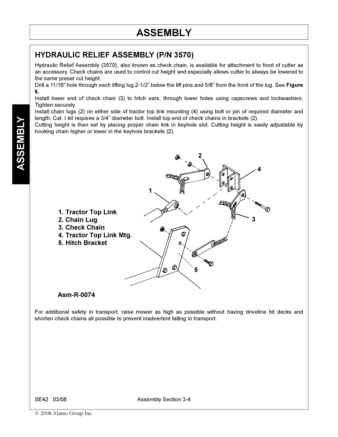 Rhino Mounts SE42 manual Hydraulic Relief Assembly P/N 