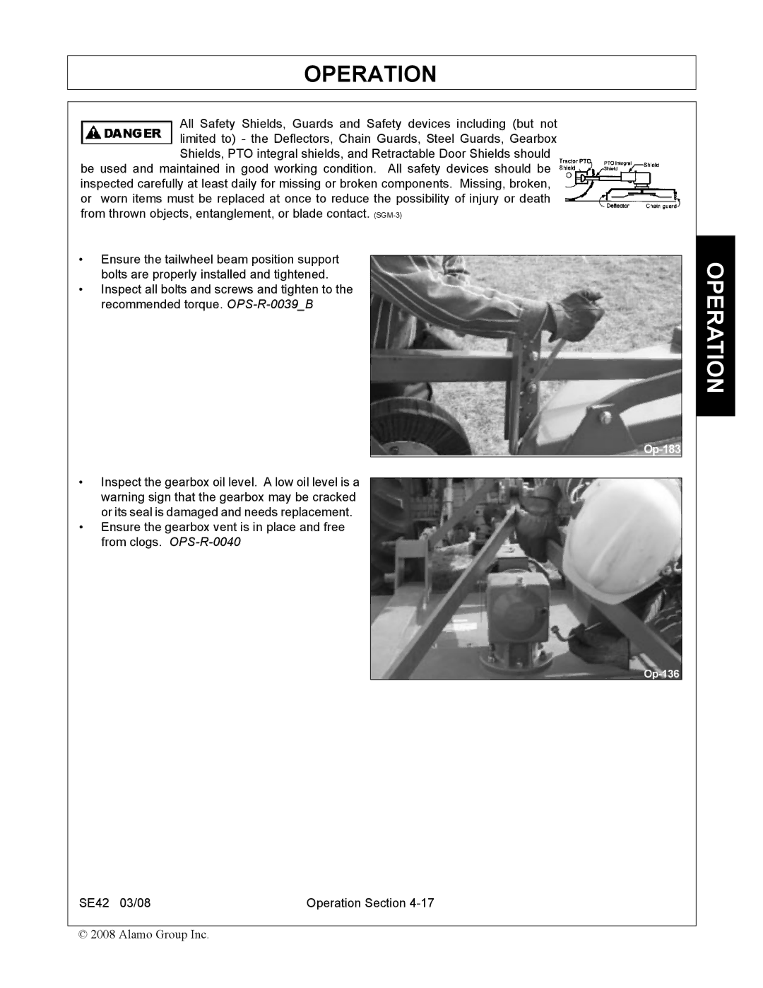 Rhino Mounts SE42 manual Operation 