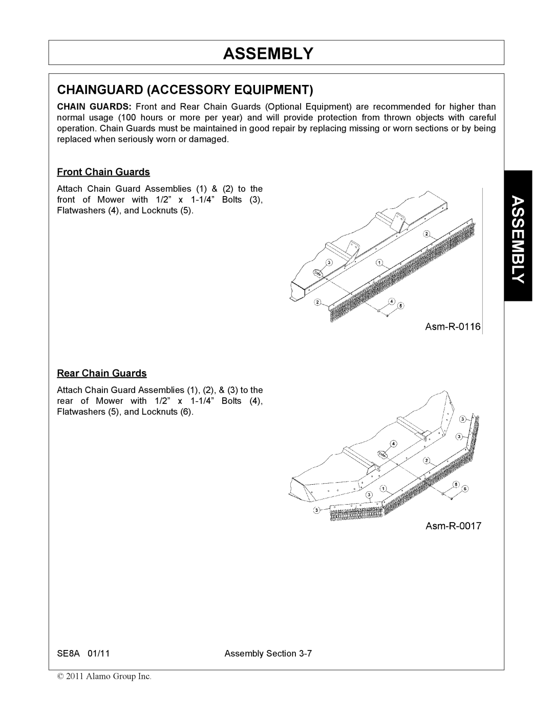 Rhino Mounts SE8A manual Chainguard Accessory Equipment, Front Chain Guards, Rear Chain Guards 