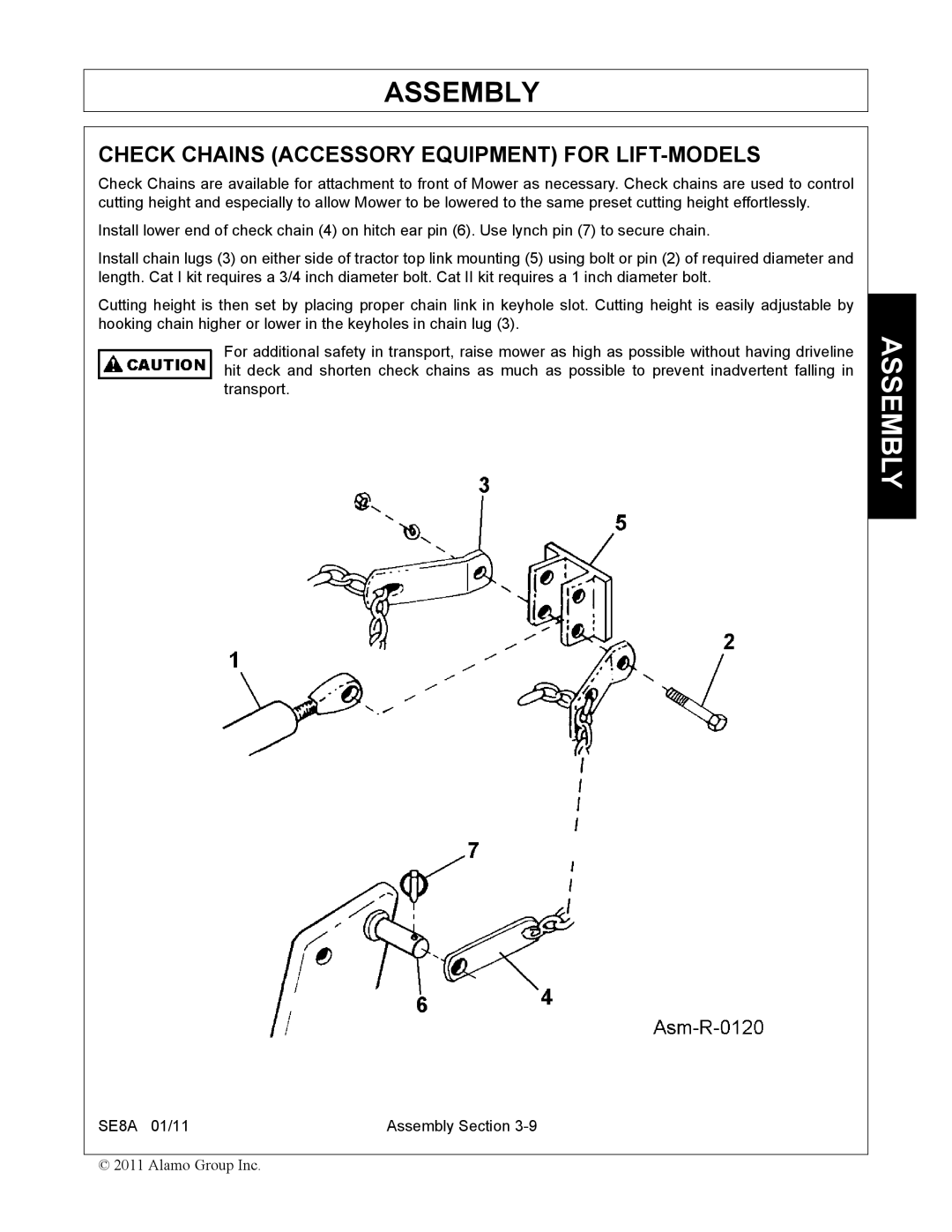 Rhino Mounts SE8A manual Check Chains Accessory Equipment for LIFT-MODELS 