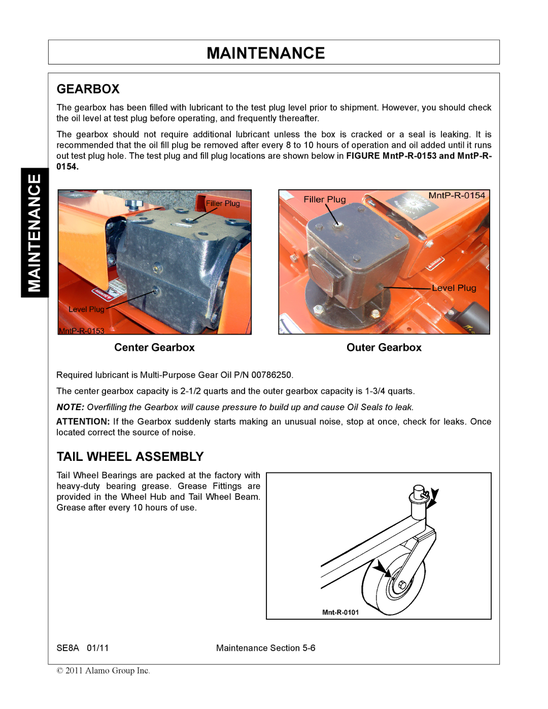 Rhino Mounts SE8A manual Tail Wheel Assembly, Center Gearbox Outer Gearbox 