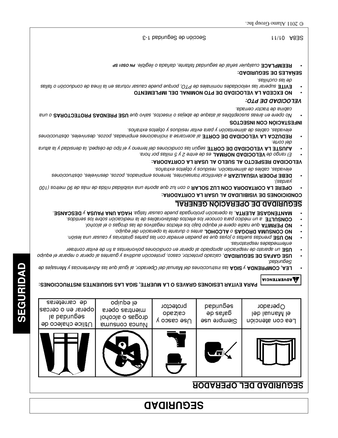 Rhino Mounts SE8A manual Operador DEL Seguridad, Seguridad DE Señales 