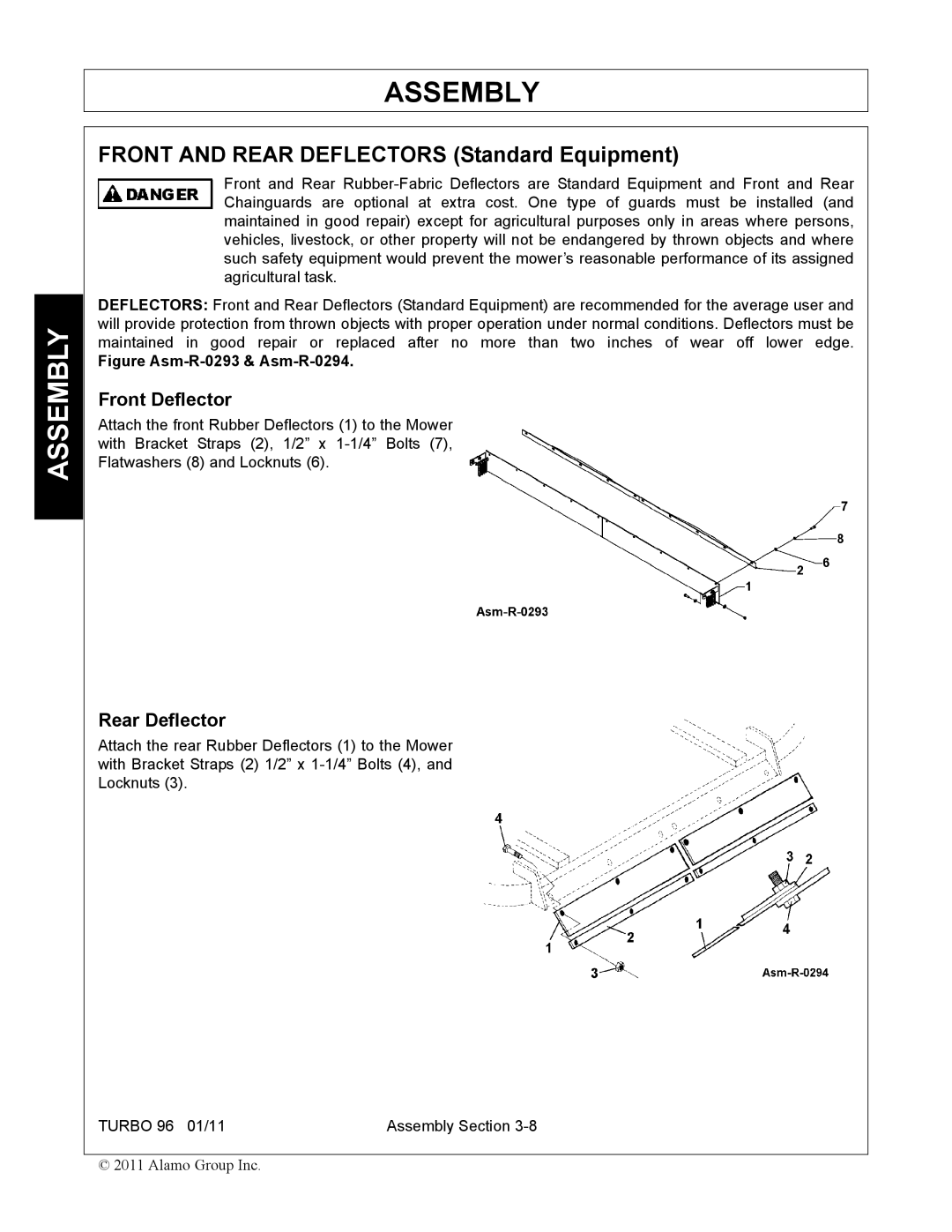 Rhino Mounts TURBO 96 manual Front Deflector, Rear Deflector 