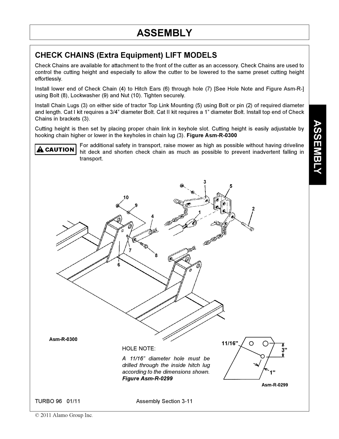 Rhino Mounts TURBO 96 manual Check Chains Extra Equipment Lift Models 