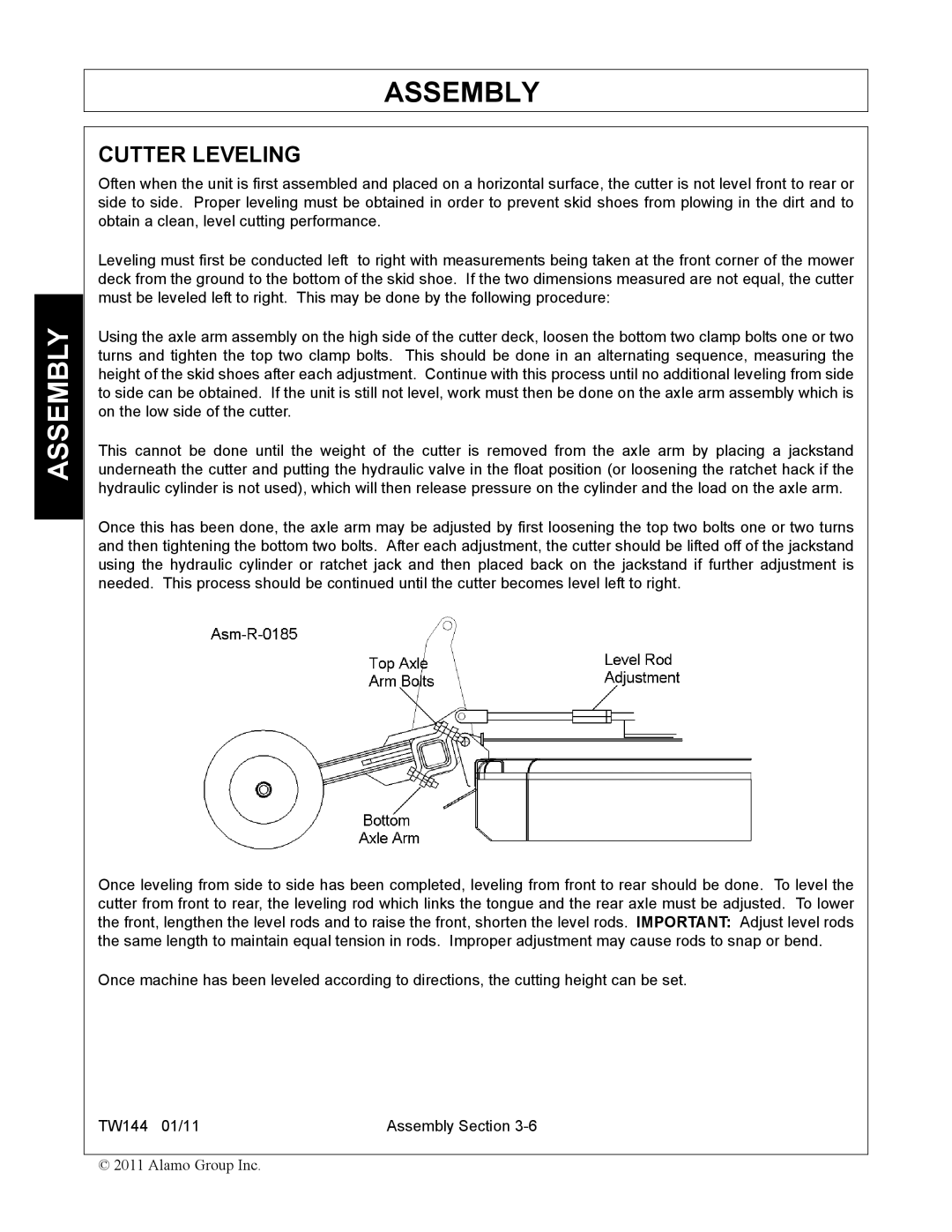 Rhino Mounts TW144 manual Cutter Leveling 