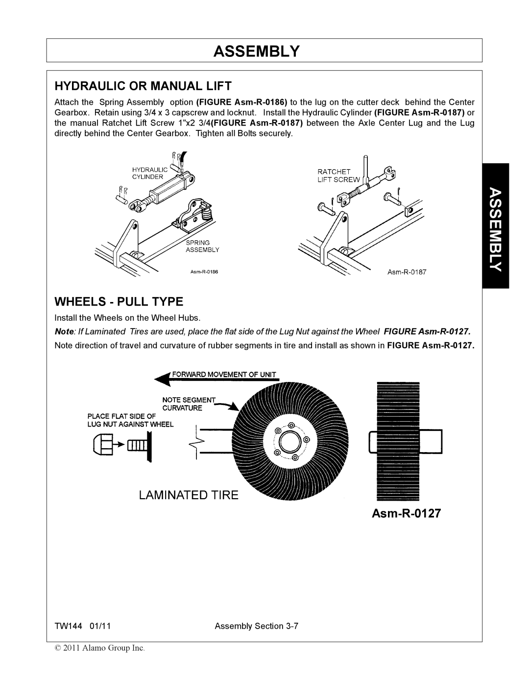 Rhino Mounts TW144 manual Hydraulic or Manual Lift, Wheels Pull Type 