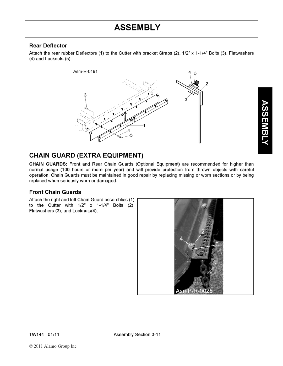 Rhino Mounts TW144 manual Chain Guard Extra Equipment, Rear Deflector, Front Chain Guards 