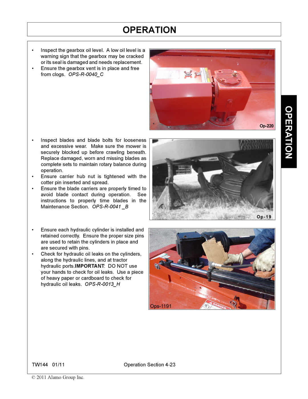 Rhino Mounts TW144 manual Operation 