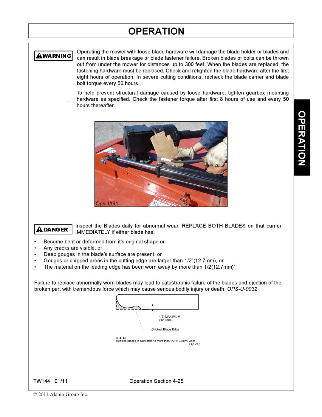 Rhino Mounts TW144 manual Operation 