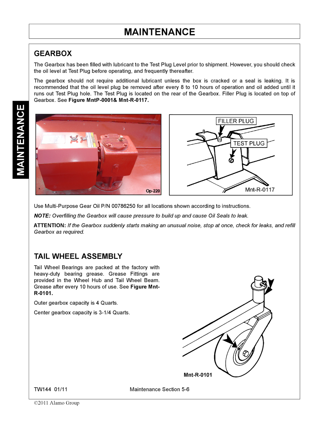 Rhino Mounts TW144 manual Gearbox, Tail Wheel Assembly, 0101 