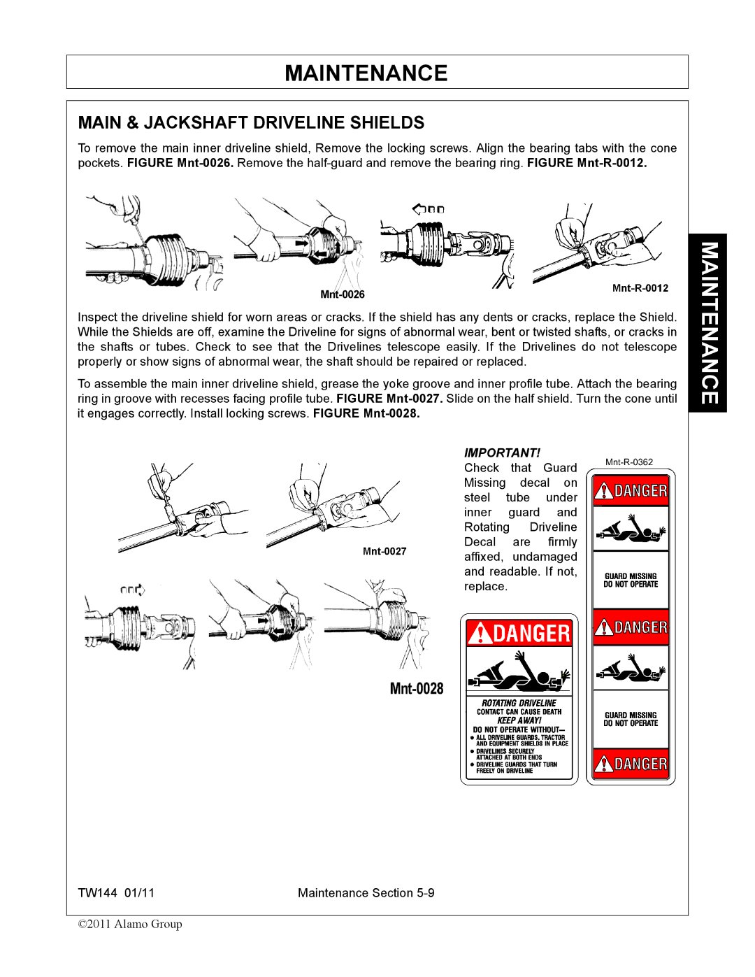 Rhino Mounts TW144 manual Main & Jackshaft Driveline Shields 