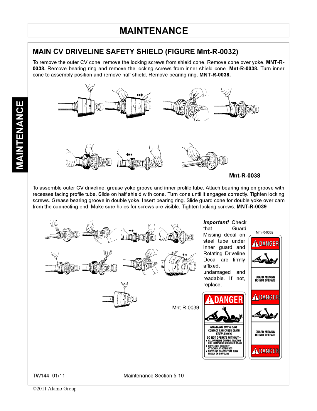 Rhino Mounts TW144 manual Main CV Driveline Safety Shield Figure Mnt-R-0032 