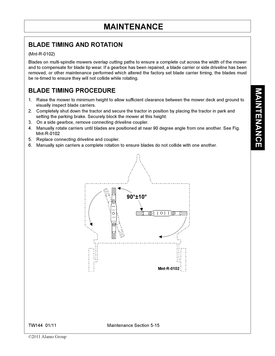 Rhino Mounts TW144 manual Blade Timing and Rotation, Blade Timing Procedure 