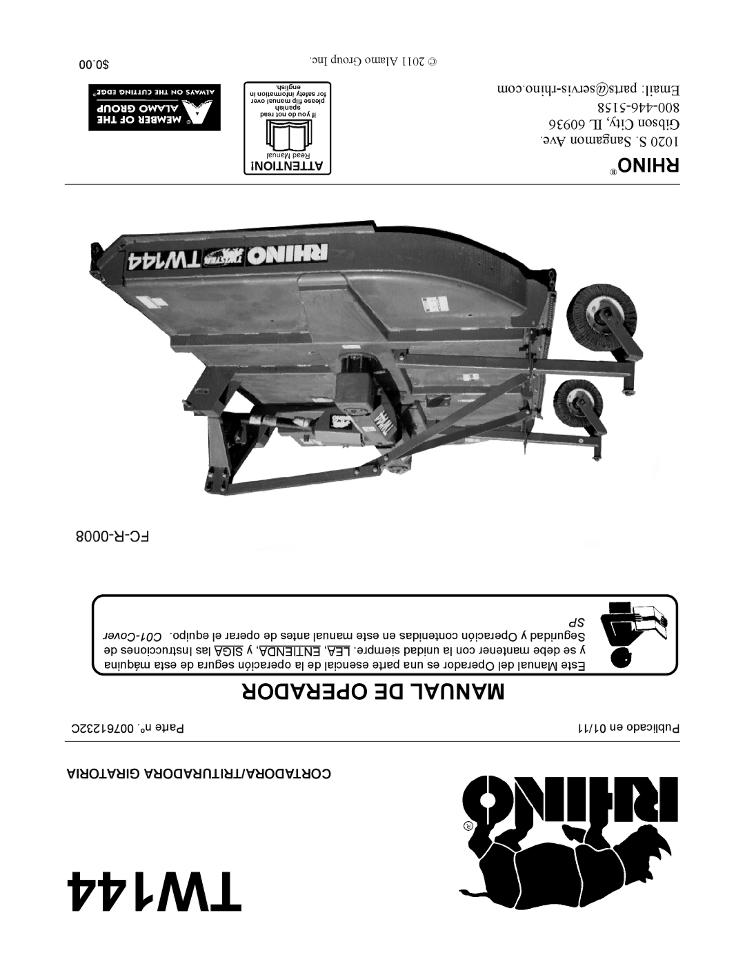 Rhino Mounts TW144 manual Operador DE Manual 