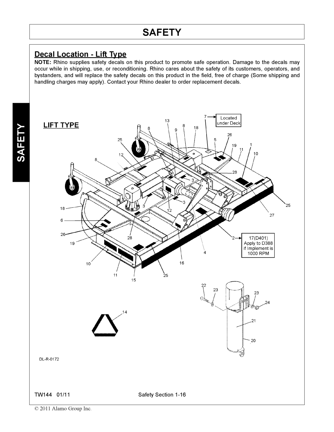 Rhino Mounts TW144 manual Decal Location Lift Type 